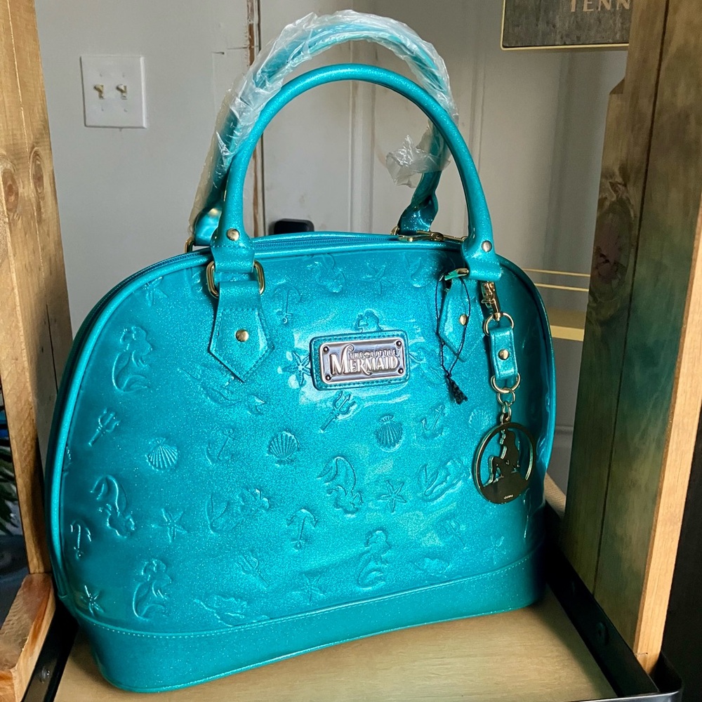 Loungefly The Little Mermaid Large Handbag Teal Purse w/Gold Hardware